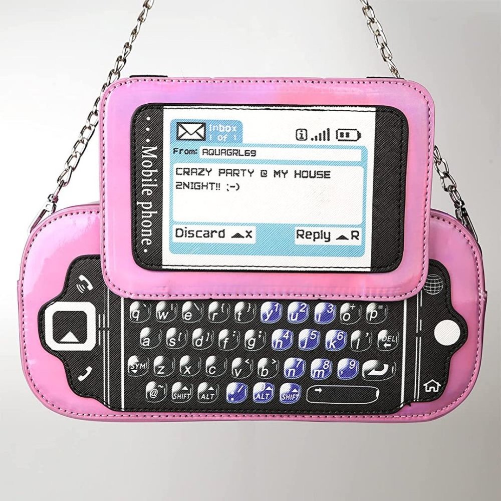 NOVELTY FLIP PHONE CELL PHONE HANDBAG CROSSBODY BAG PINK